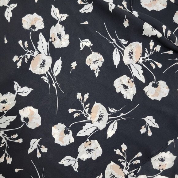 Ralph Lauren LRL Floral Midi Skirt Womens Size 1X Black Flowy Asymmetrical Hem - Picture 6 of 12